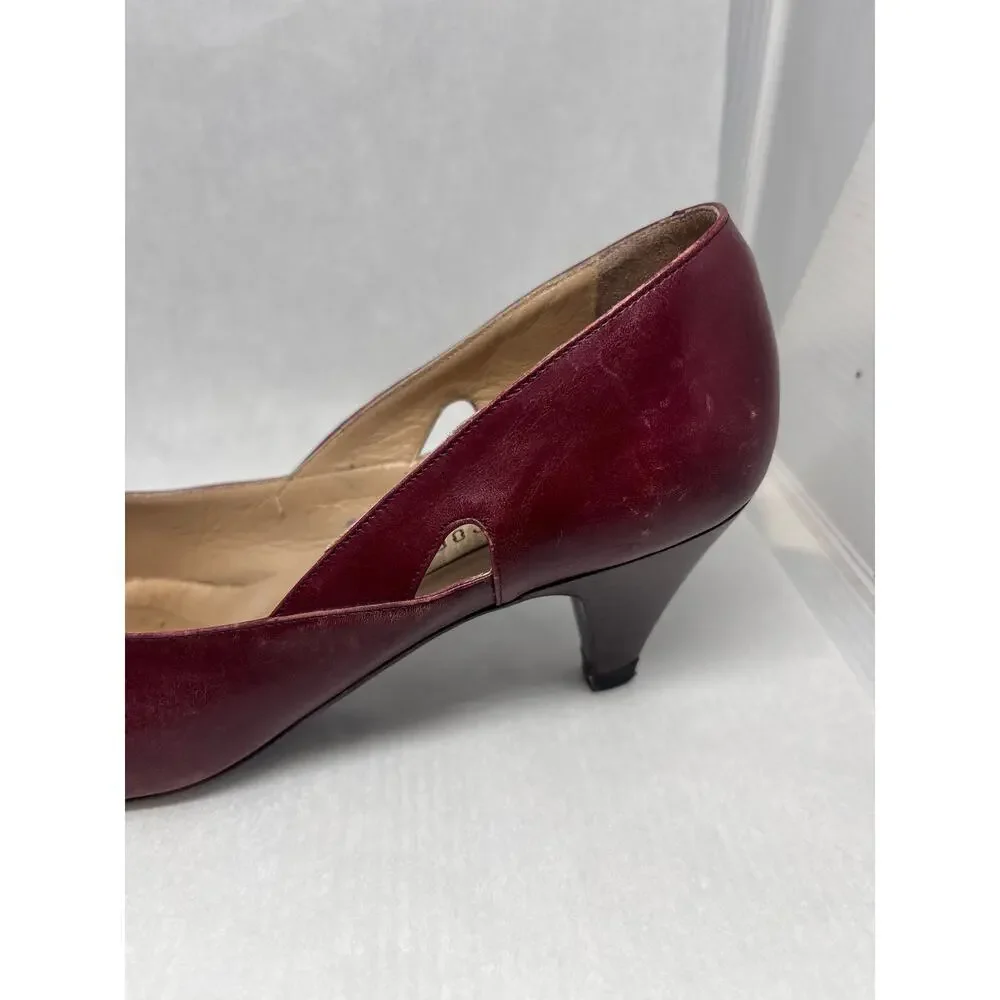 Wine Colored Peep Toe Italian Leather Pumps Nordstrom Brand Size 7